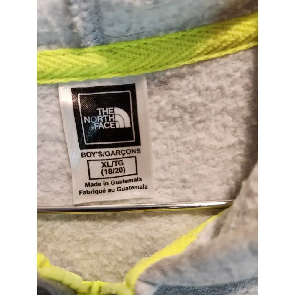 The North Face‎ Boys XL (18/20) Gray Hoodie Full-Zip Fleece Neon 